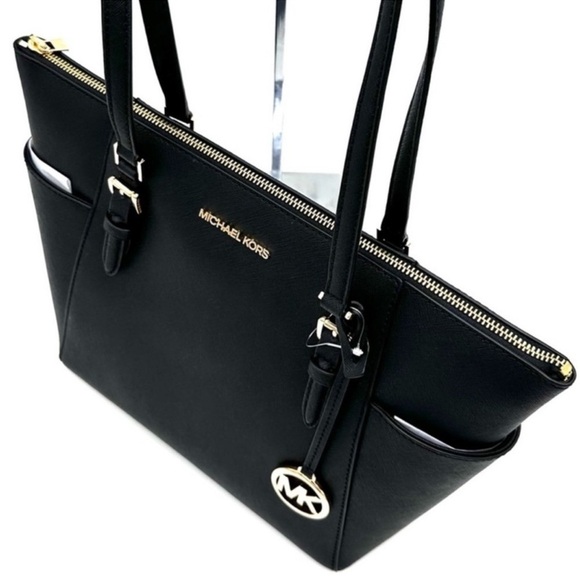 Michael Kors Large Charlotte Tote Bag & Large Double Zip Wallet Black - Picture 5 of 15